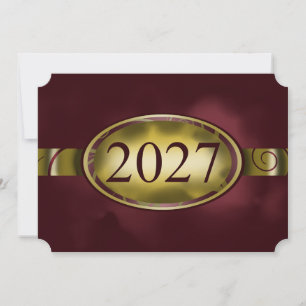 Maroon and Gold Floral Button 2027 Card