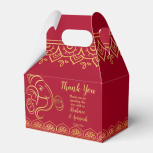 Maroon and gold Ganesha Indian wedding custom Favour Box