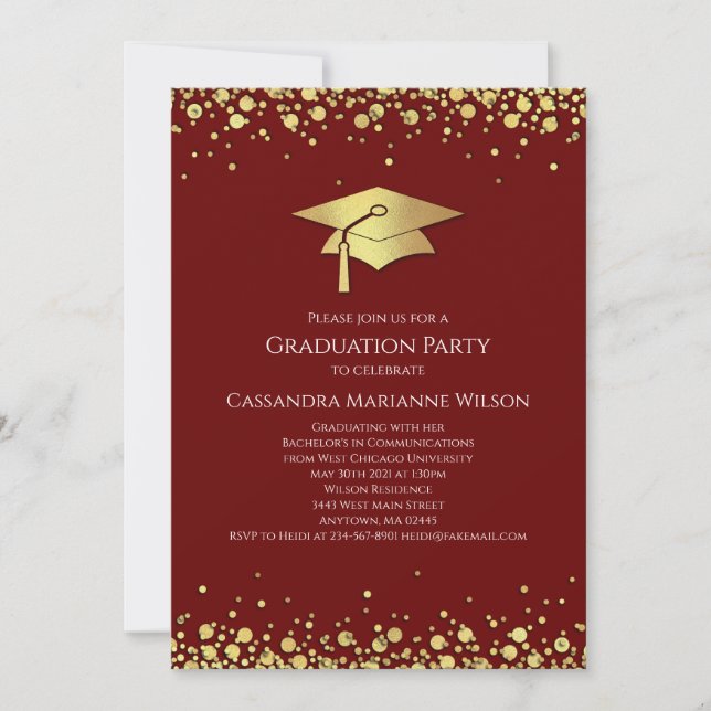 Maroon and Gold Graduation Invitation (Front)