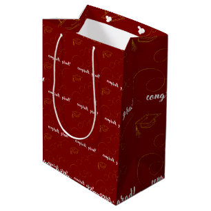 Maroon and Gold Graduation Medium Gift Bag