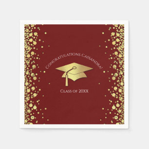 Maroon and Gold Graduation Napkin