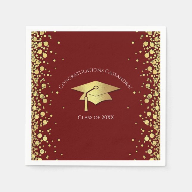 Maroon and Gold Graduation Napkin (Front)