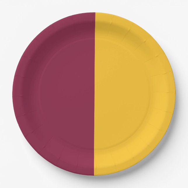 Maroon and Gold Graduation Paper Plate (Front)
