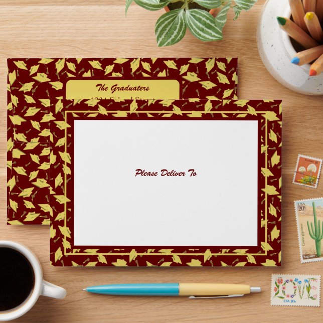 Maroon and Gold Graduation Party Envelope (Desk)