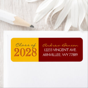 Maroon and Gold Graduation Return Address Labels