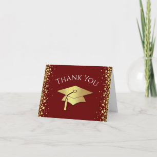 Maroon and Gold Graduation Thank You Card