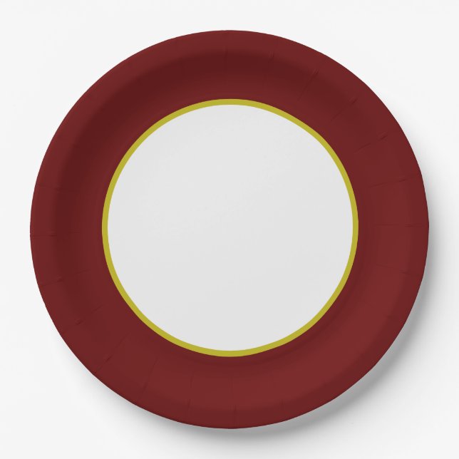 Maroon and Gold Paper Plate (Front)