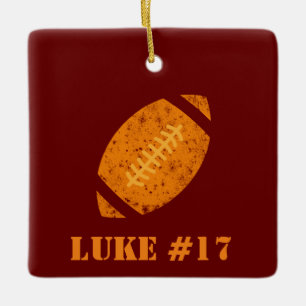 Maroon and Gold Personalised Football  Ceramic Orn Ceramic Ornament