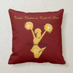 Maroon and Gold Personalised Senior Cheer Gifts Cushion