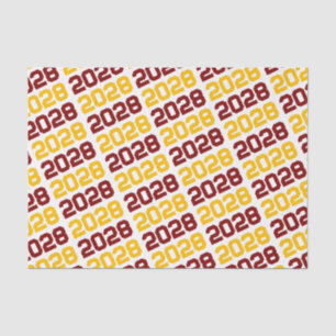Maroon and Gold Repeating Class Year Graduation Tissue Paper