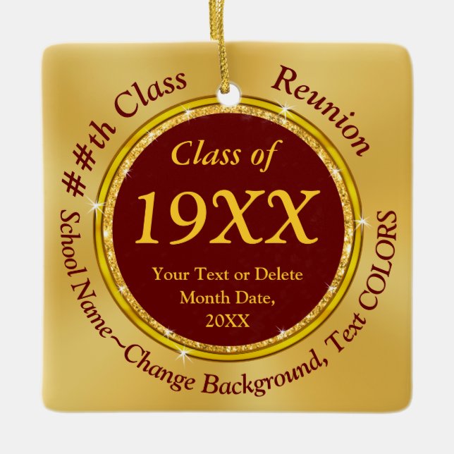 Maroon and Gold, Souvenir Items for Class Reunion, Ceramic Ornament (Front)
