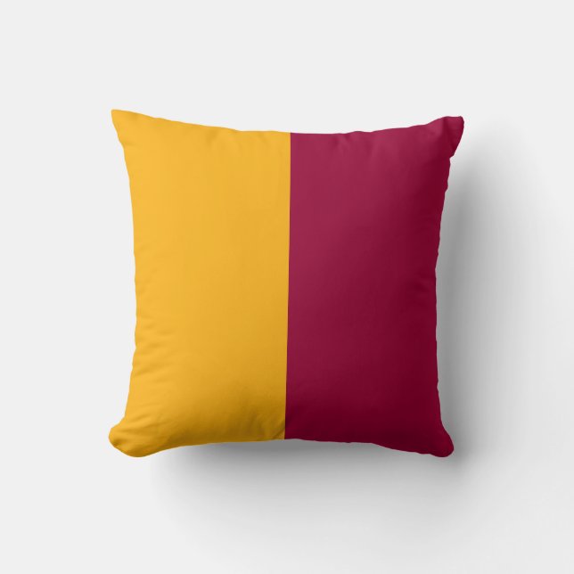 Maroon and Gold Split Colour Cushion (Front)