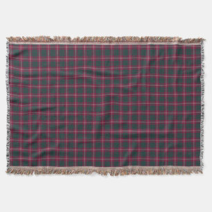 Maroon and Green Crawford Clan Scottish Plaid Throw Blanket