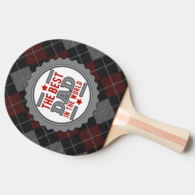 Maroon and Grey Argyle Best Dad Ping Pong Paddle (Side)