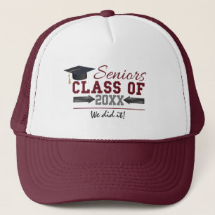 Maroon and Grey Graduation hat