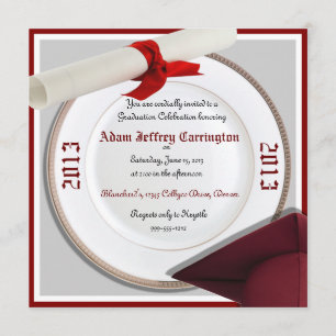 Maroon and Grey Graduation Party Invitations
