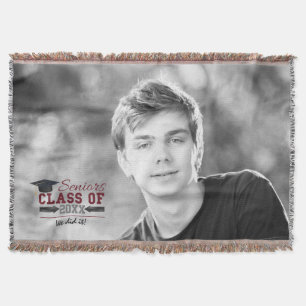 Maroon and Grey Graduation Photo Blanket