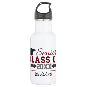 Maroon and Grey Typography Graduation Bottle