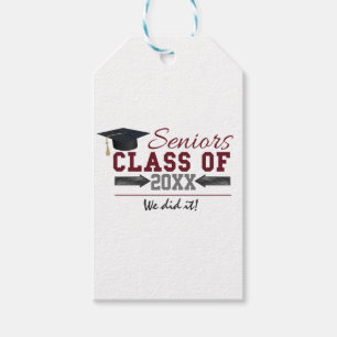 Maroon and Grey  Typography Graduation Gift Tags