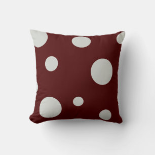 Maroon and Light Grey Polka Dot Pillow