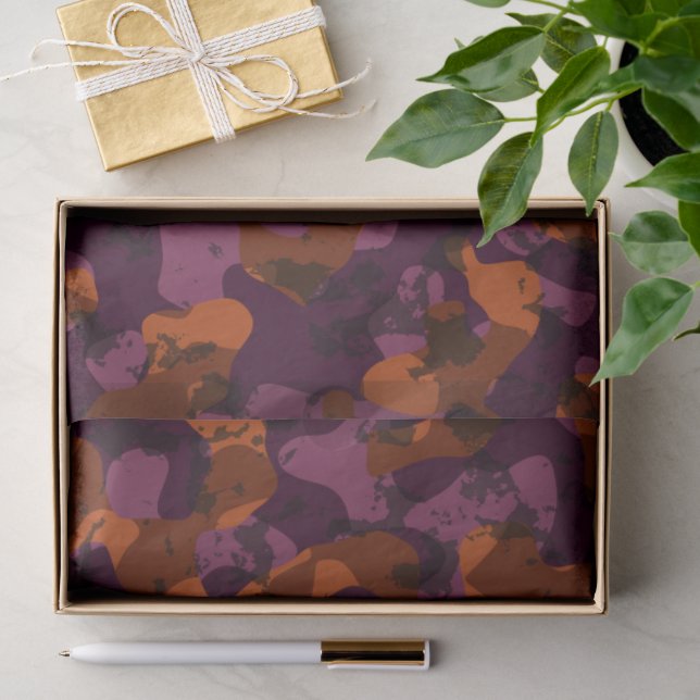 maroon and orange camo abstract tissue paper (Gift)