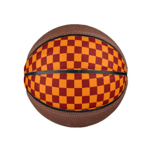 Maroon and Orange Chequered Vintage Mini Basketball