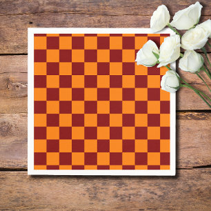 Maroon and Orange Chequered Vintage Napkin