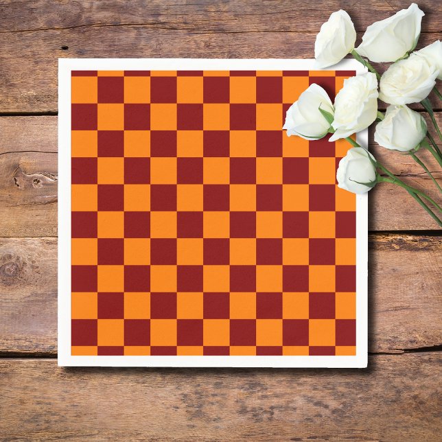Maroon and Orange Chequered Vintage Napkin (Creator Uploaded)