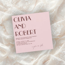 Maroon and pale pink aesthetic wedding invitation 