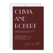 Maroon and pale pink aesthetic wedding invitation 