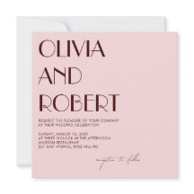 Maroon and pale pink aesthetic wedding invitation 