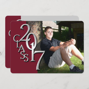 Maroon and Silver 2017 Graduation Invitation