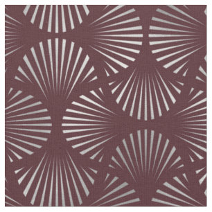 Maroon and Silver Art Deco Fan Pattern Fabric
