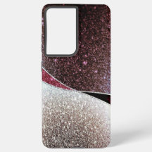 Maroon and silver glitter coloured phone case. 