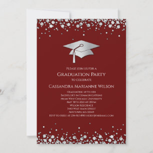 Maroon and Silver Graduation Invitation