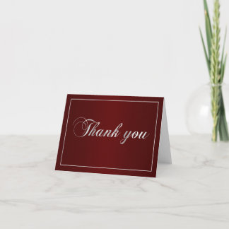 Maroon and Silver Thank You Note Card