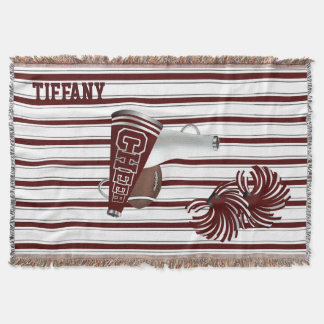 Maroon and White Cheerleader Custom Blanket