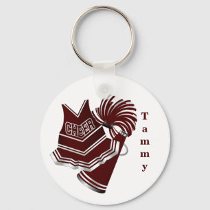 Maroon and White Cheerleader KeyChain