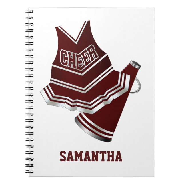Maroon and White Cheerleader Notebook (Front)