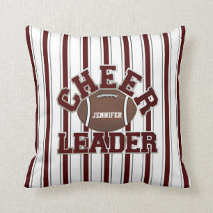 Maroon and White Cheerleader Throw Pillow