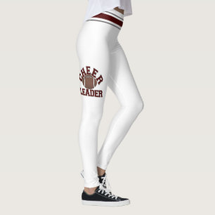 Maroon and White Cheerleaders Personalise Leggings