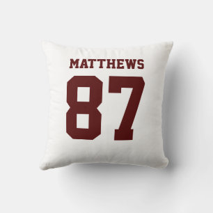 Maroon and White Double-Sided Sports Jersey Cushion