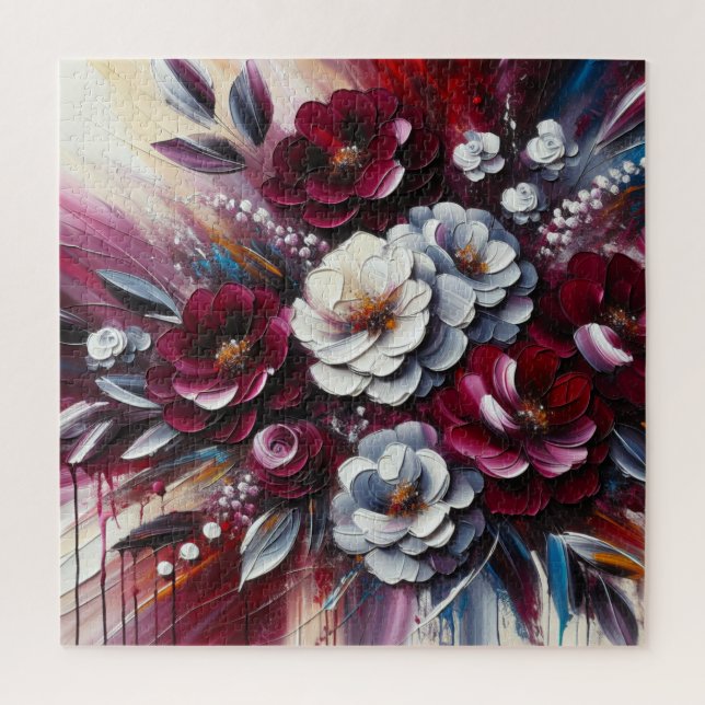 Maroon and white Floral arrangement | Jigsaw Puzzle (Vertical)