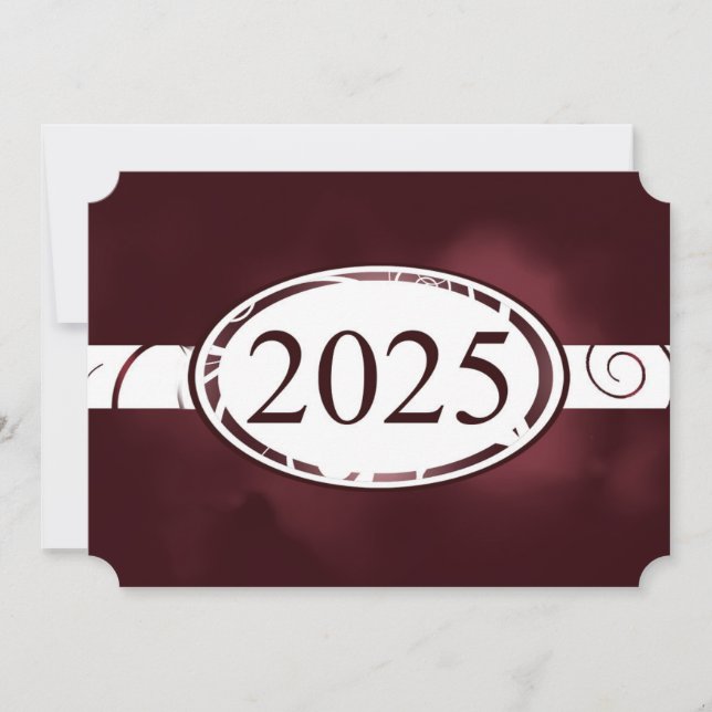 Maroon and White Floral Button 2025 Card (Front)