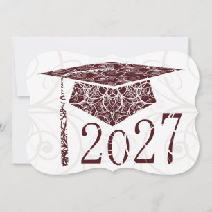 Maroon and White Floral Cap 2027 Card