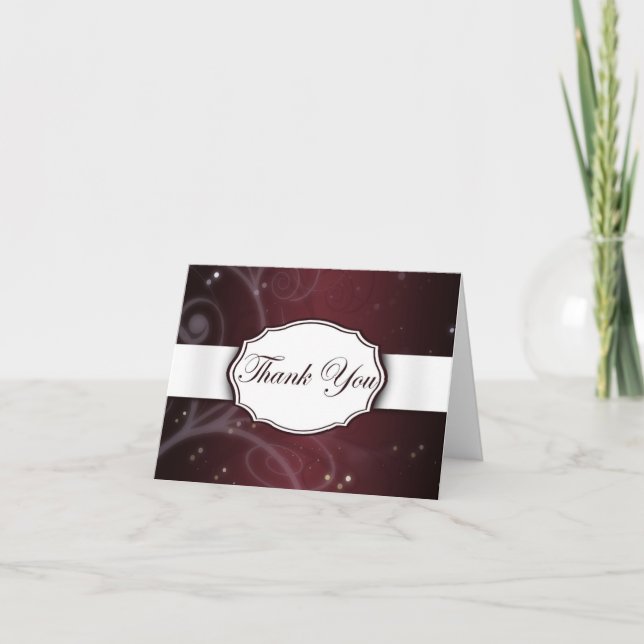 Maroon and White Floral Thank You Card (Front)
