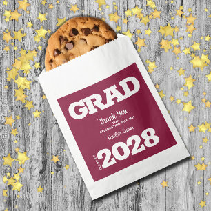 Maroon and White Graduation Party Favour Bags