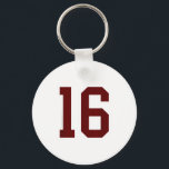 Maroon And White Number 16 Jersey Player Uniform # Key Ring<br><div class="desc">Maroon And White Number 16 Jersey Player Uniform #16 Fan</div>