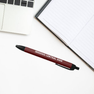 Maroon and White School Colours and Name Black Ink Pen