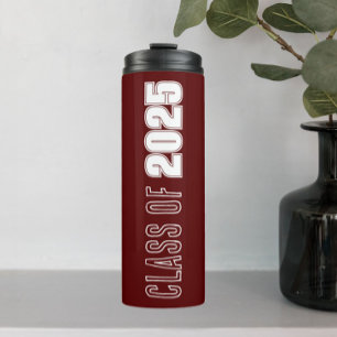 Maroon and White School Colours Class Year Thermal Tumbler